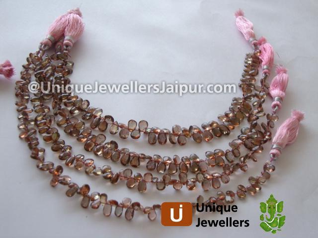 Pink Andalusite Faceted Pear Beads